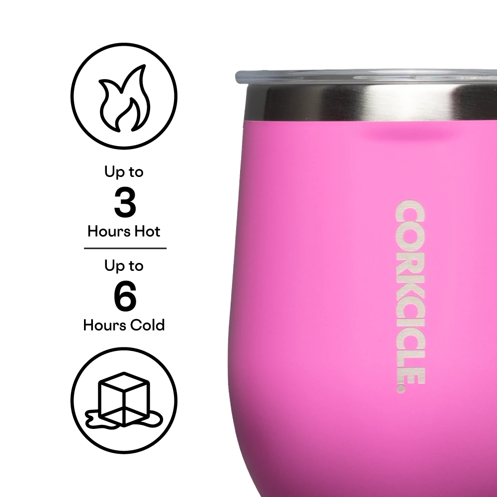 Corkcicle Miami Pink 12oz Stemless Wine