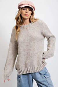 Esl Melange Knit Sweater -Khaki