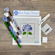 Load image into Gallery viewer, Blue Poppy Needlepoint Kit -Blue Hydrangea