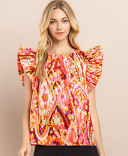 Load image into Gallery viewer, Pretty Abstract Peplum Sleeve Top
