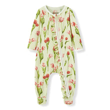 Load image into Gallery viewer, MilkBarn Ruffle Footed Romper -Tulip