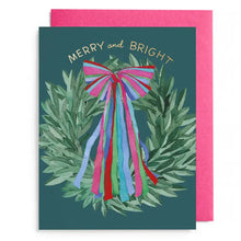 Load image into Gallery viewer, E Frances Holiday Card -Colorful Bow Wreath