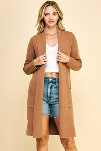 P Open Knitted Cardigan -Camel