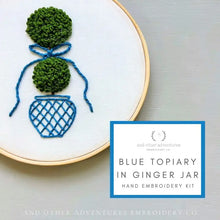 Load image into Gallery viewer, Hand Embroidery Kit -Blue Topiary in Ginger Jar