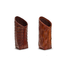 Load image into Gallery viewer, Chestnut Woven Leather Weighted Eyeglass Holder