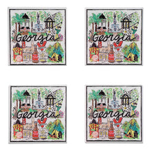 Load image into Gallery viewer, Acrylic Coaster Set -State of Georgia Icons