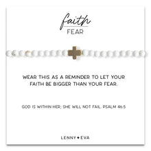 Load image into Gallery viewer, L&amp;E Faith over Fear Gold Bracelet -Howlite
