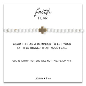 L&E Faith over Fear Gold Bracelet -Howlite