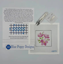 Load image into Gallery viewer, Blue Poppy Needlepoint Kit -Pink Flowers