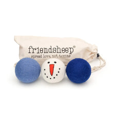 Load image into Gallery viewer, Friendsheep Eco Dryer Balls -Vintage Holidays Snowman Blue Trio