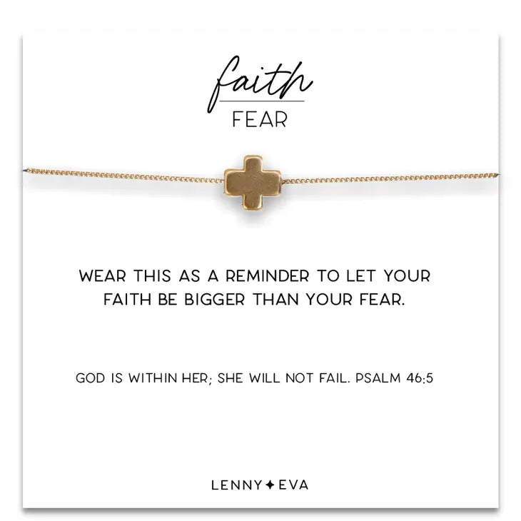 L&E Faith over Fear Necklace -Gold Cross