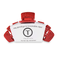 Load image into Gallery viewer, Teleties Classic Hair Clips -Red Glitter