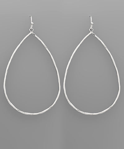 Wire Teardrop Earrings -Silver