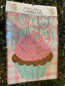 Garden Flag -Happy Birthday Cupcake