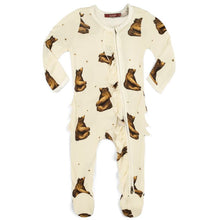 Load image into Gallery viewer, MilkBarn Ruffle Footed Romper -Honey Bear