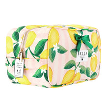 Load image into Gallery viewer, Bella Quilted Cosmetic Bag -Pink Stripes & Lemons