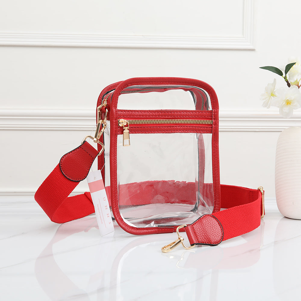 Clear Square Crossbody Bag -Red