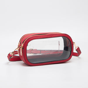 Clear Oval Stadium Bag -Red