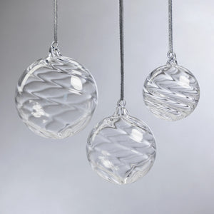 Clear Swirl Blown Glass Ornaments