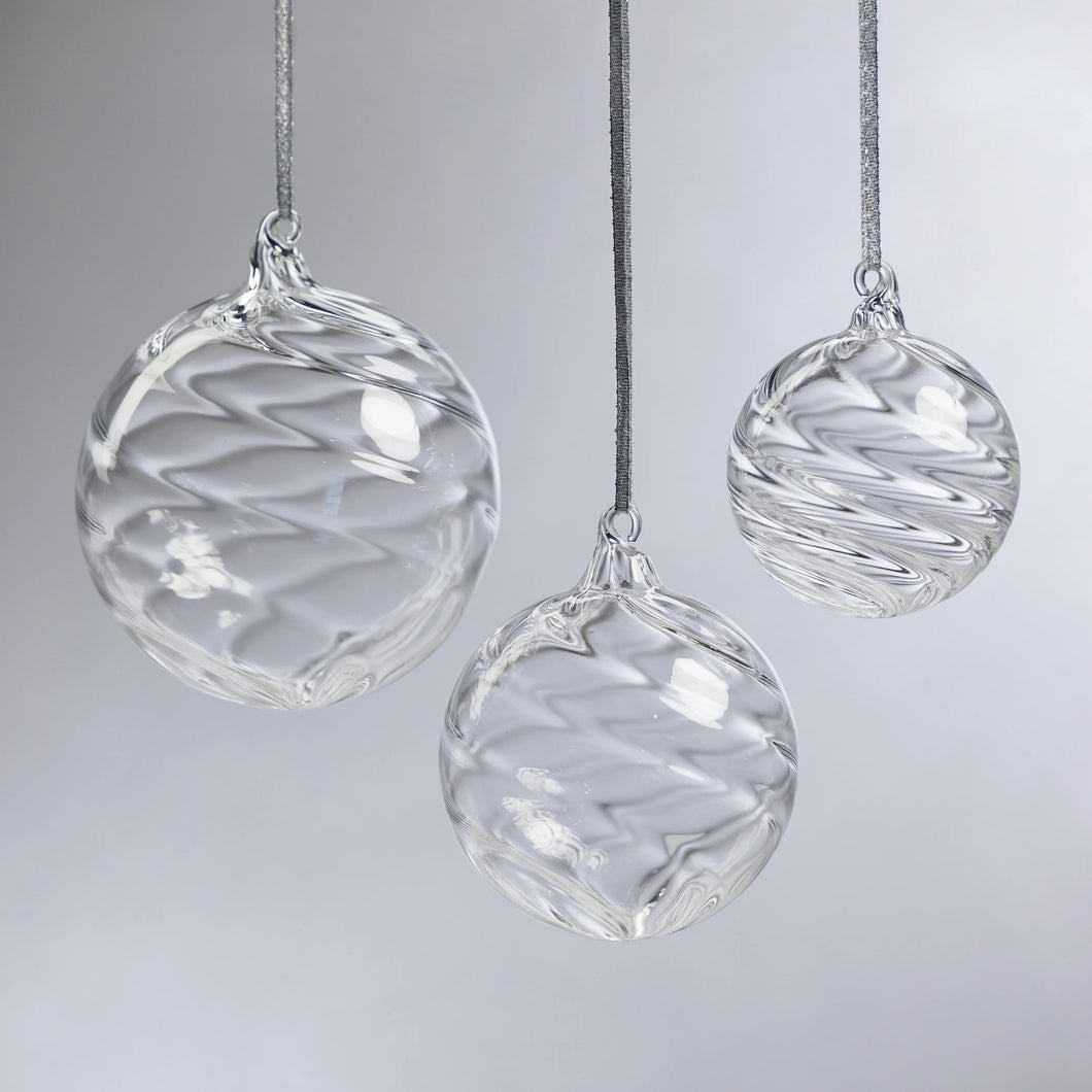 Clear Swirl Blown Glass Ornaments