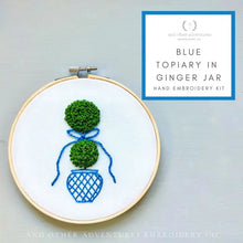 Load image into Gallery viewer, Hand Embroidery Kit -Blue Topiary in Ginger Jar