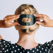 Load image into Gallery viewer, Teleties Flat Round Clip -Black Polka Dot Party