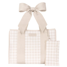 Load image into Gallery viewer, Jelly Bow Tote w/ Phone Pouch -Latte Gingham
