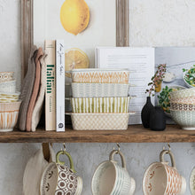 Load image into Gallery viewer, Stoneware Hand Stamped Patterned Bakers