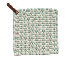 Load image into Gallery viewer, Happy House Cotton Crocheted Pot Holder w/ Leather Loop