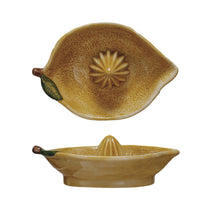 Load image into Gallery viewer, Hand-Painted Stoneware Lemon Juicer