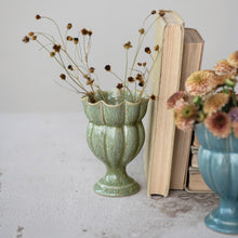 Load image into Gallery viewer, Stoneware Scalloped Footed Vase