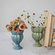 Load image into Gallery viewer, Stoneware Scalloped Footed Vase