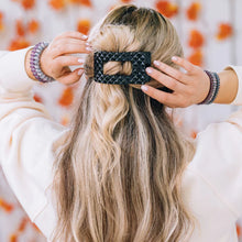 Load image into Gallery viewer, Teleties Flat Rectangle Clips -Jet Black Quilted