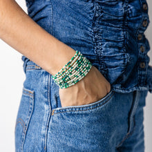 Load image into Gallery viewer, Sage Confetti 10 Strand Beaded Bracelet Set -Green