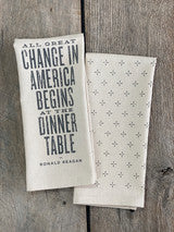 Load image into Gallery viewer, Ronald Reagan Dinner Table Quote Kitchen Towel
