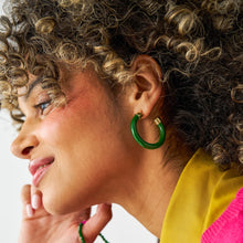 Load image into Gallery viewer, Winona Resin Hoop Earrings -Green