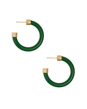 Load image into Gallery viewer, Winona Resin Hoop Earrings -Green