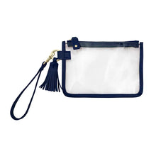 Load image into Gallery viewer, Capri Clear Wristlet-Navy Trim
