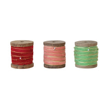 Load image into Gallery viewer, Metallic Edge Velvet Ribbon on a Wood Spool