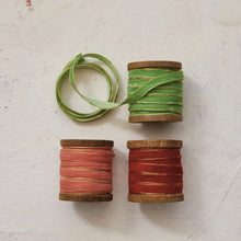 Load image into Gallery viewer, Metallic Edge Velvet Ribbon on a Wood Spool