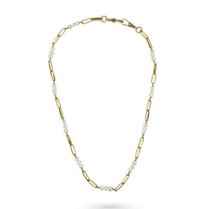 Waxing Poetic Everything Beaded Necklace -Brass/Pearl -24"