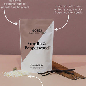 Notes Candle Refill -Vanilla & Pepperwood