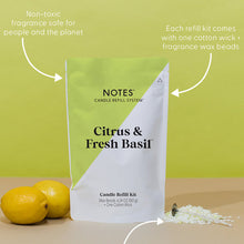 Load image into Gallery viewer, Notes Candle Refill -Citrus &amp; Fresh Basil
