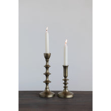 Load image into Gallery viewer, Antique Finish Metal Taper Candle Holders (Set of 2)