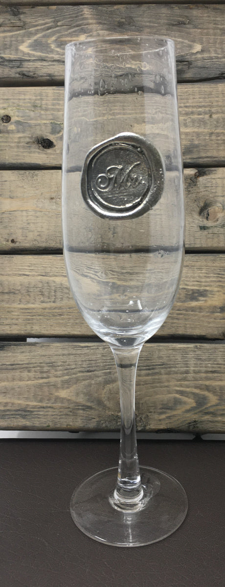 Pewter monogram stemless wine