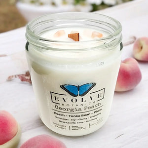 EvolveB Wood Wick Crystal Candle -Georgia Peach