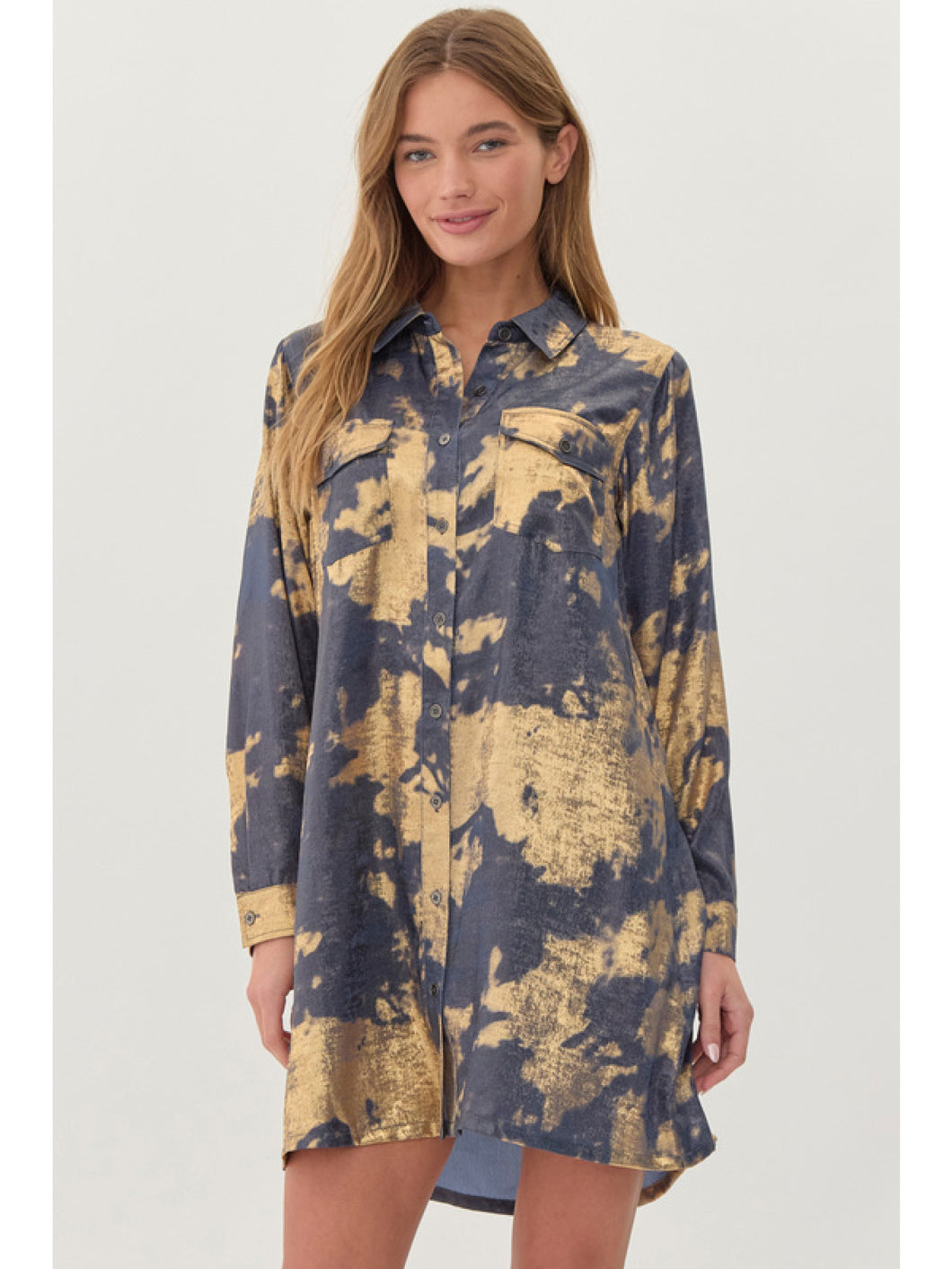 Jod Metallic Tie-dye Print Dress