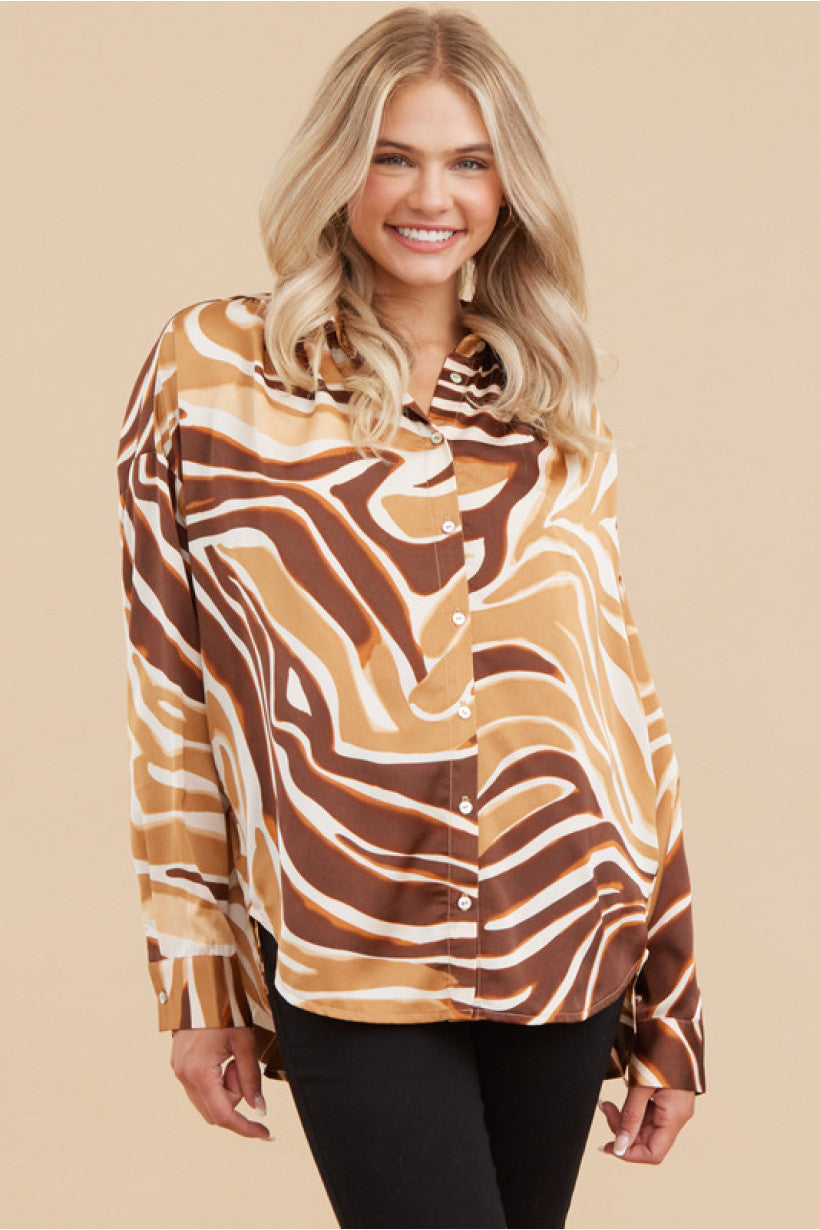 Jod Swirl Print Satin Top