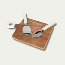 Load image into Gallery viewer, Wood + White Collection Small Charcuterie Board and Set of 2 Knives
