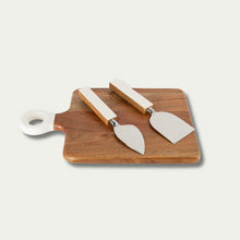 Load image into Gallery viewer, Wood + White Collection Small Charcuterie Board and Set of 2 Knives
